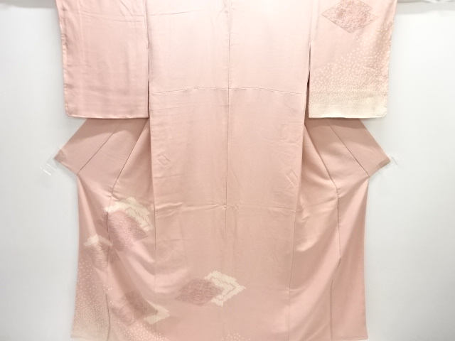 絞り汕頭蘇州刺繍松皮菱に花模様訪問着